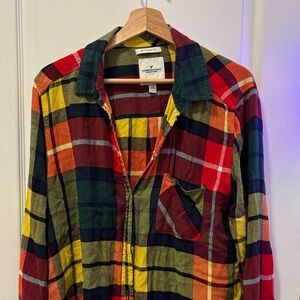American Eagle Outfitters Colorful Plaid Button-Down Shirt